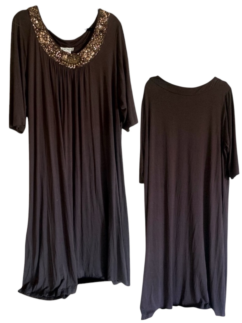 ULLA POPKEN Brown Peasant Midi Dress